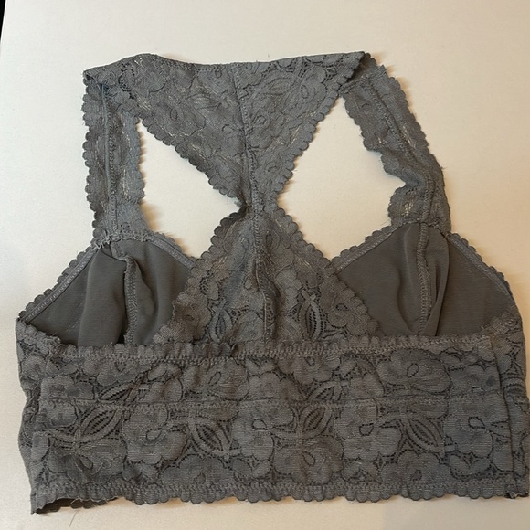 Free People Intimately Racerback Lace Bra Gray Size Small - Picture 5 of 5